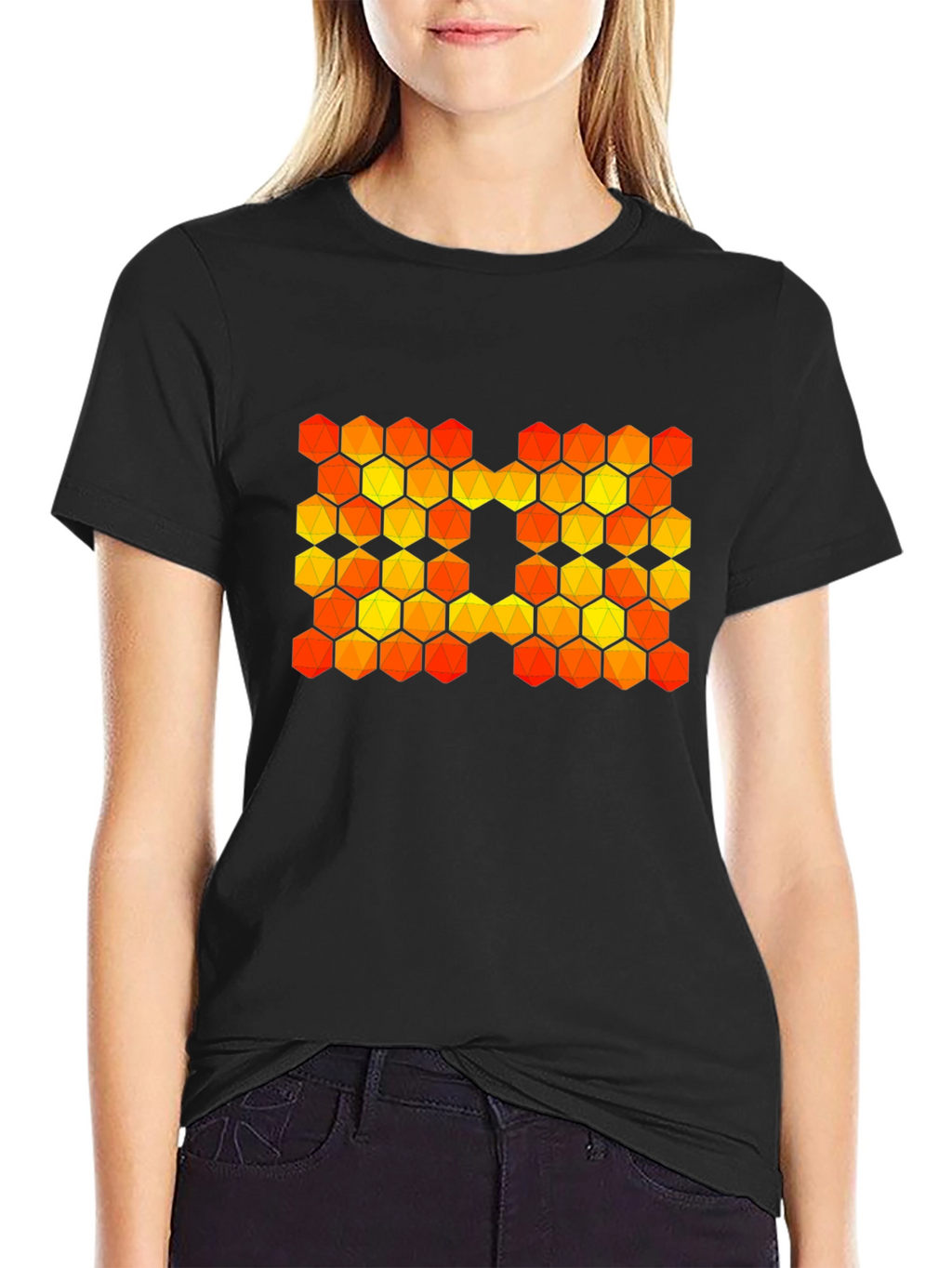 Hexagon Pattern Graphic T-Shirt