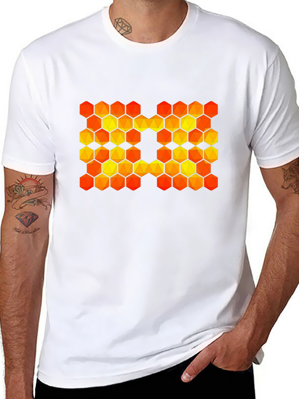 Hexagon Pattern Graphic T-Shirt