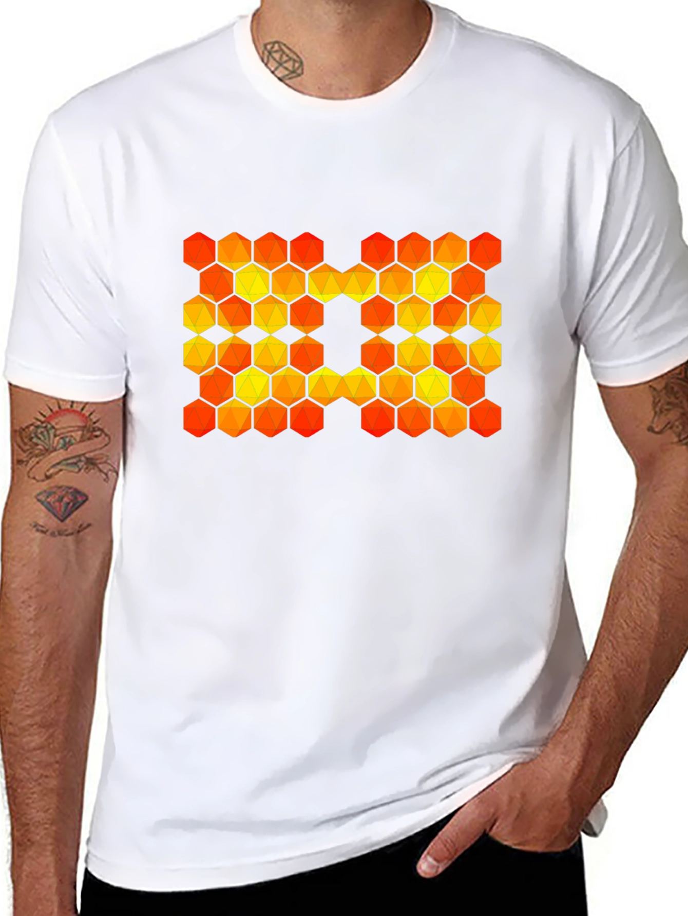 Hexagon Pattern Graphic T-Shirt