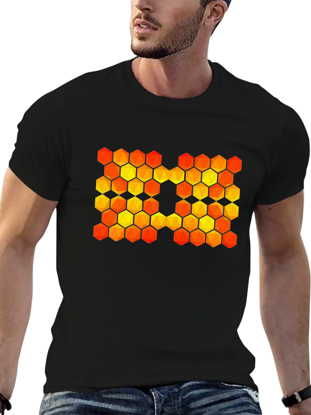 Hexagon Pattern Graphic T-Shirt