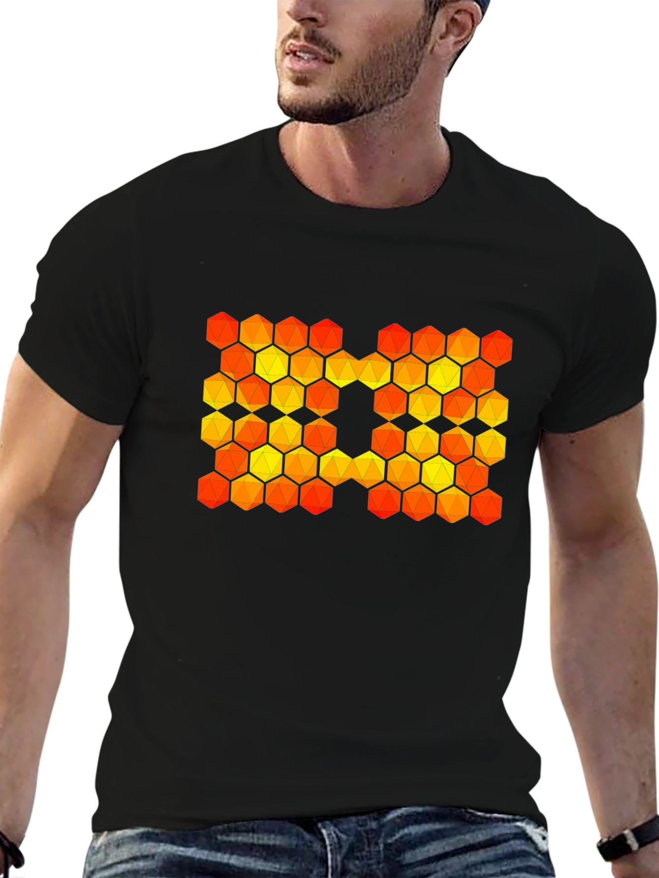 Hexagon Pattern Graphic T-Shirt