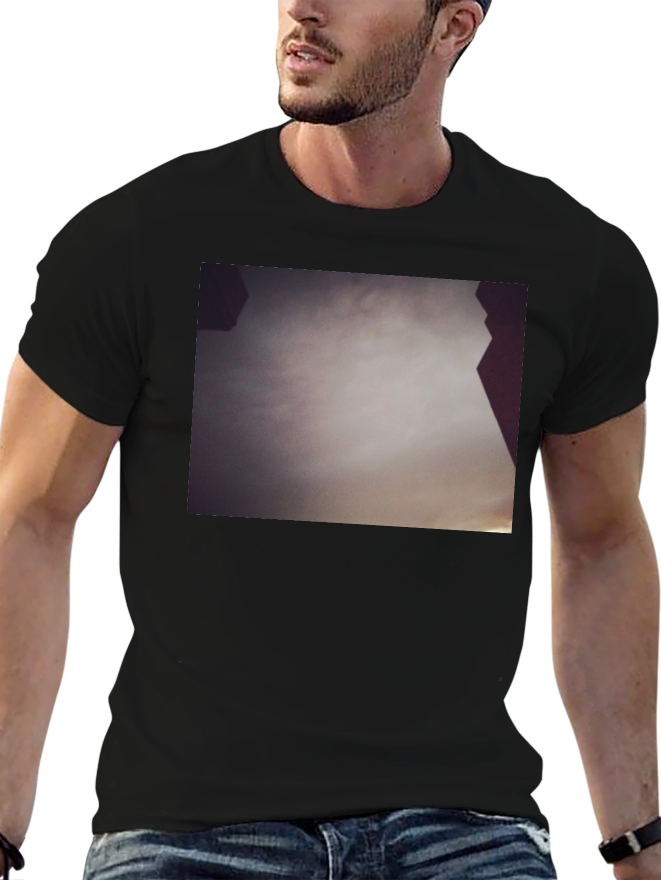 Abstract Sky Print Black Tee