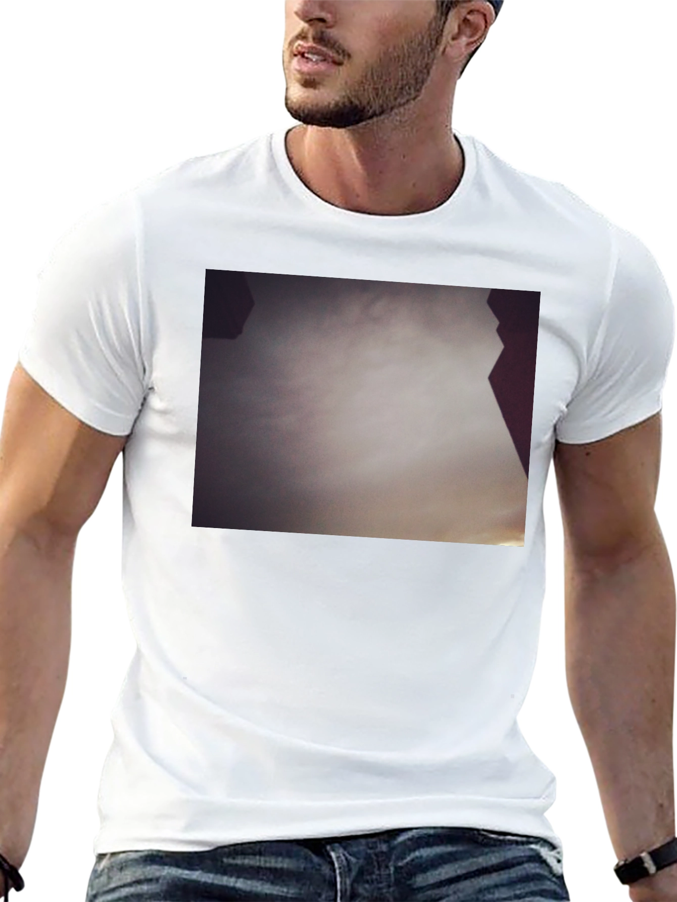 Abstract Sky Print Black Tee