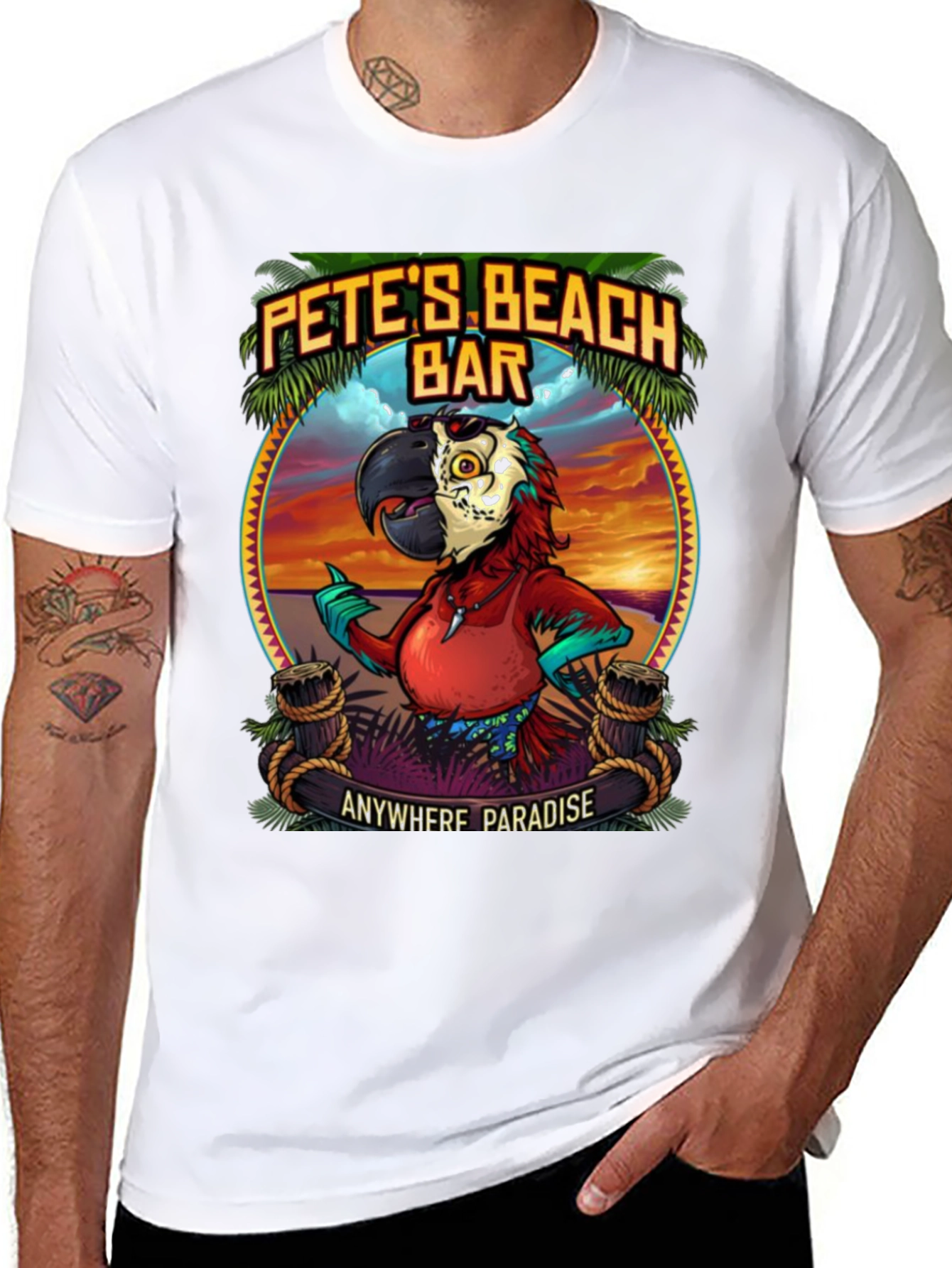 Petes Beach Bar Graphic T-Shirt: Anywhere Paradise
