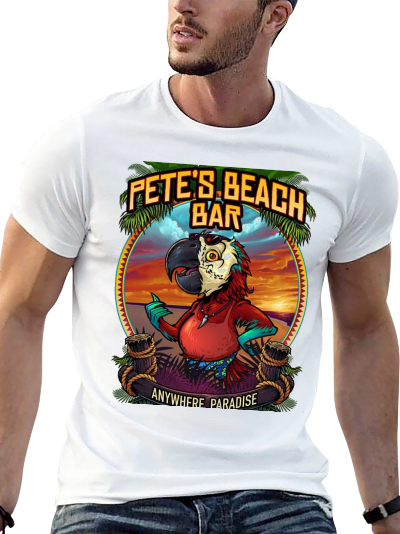 Petes Beach Bar Graphic T-Shirt: Anywhere Paradise