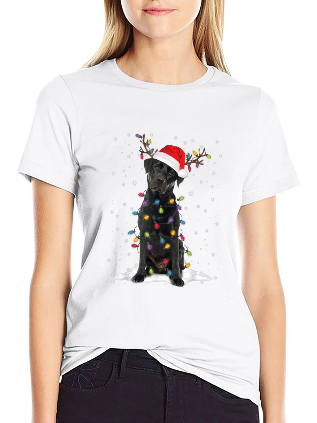 Festive Black Lab Christmas T-Shirt