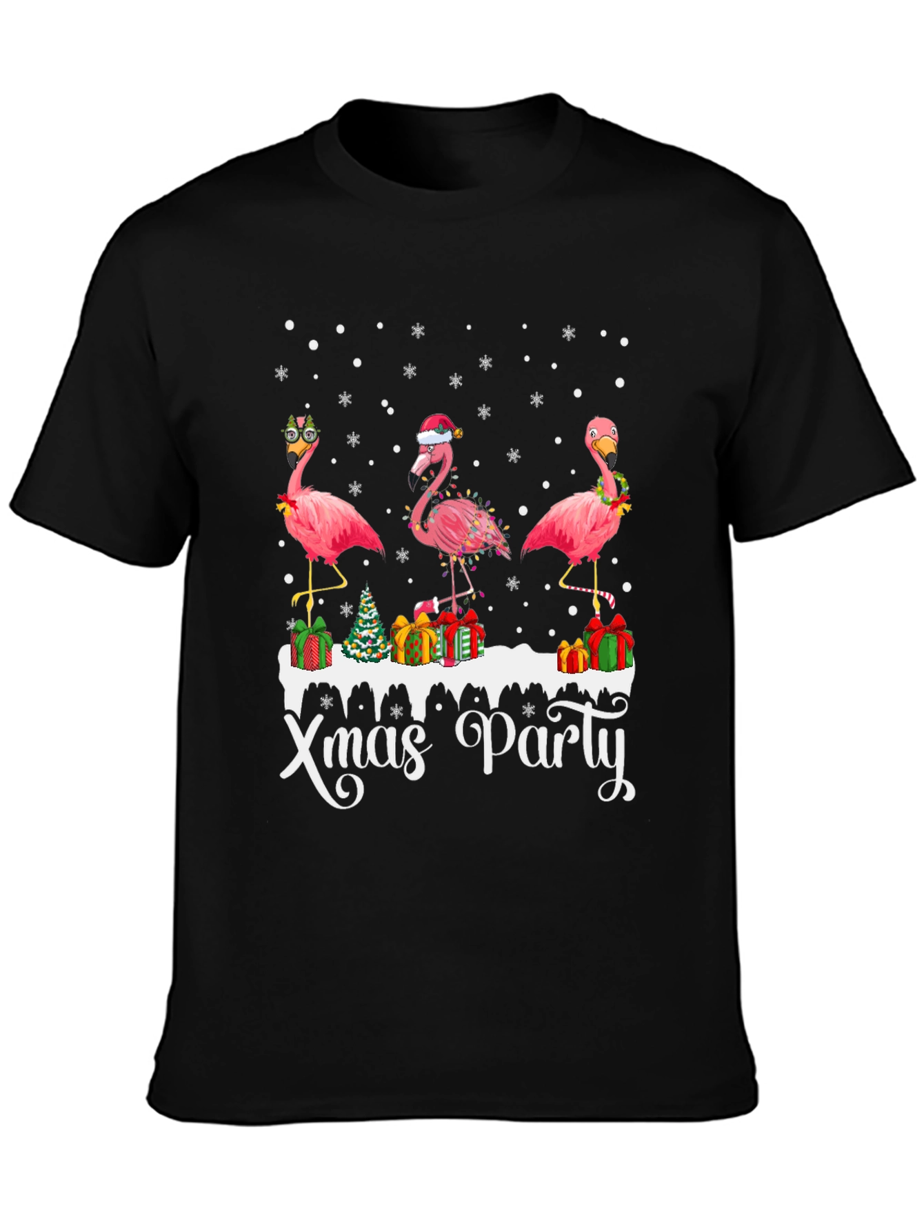 Festive Flamingo Xmas Party T-Shirt