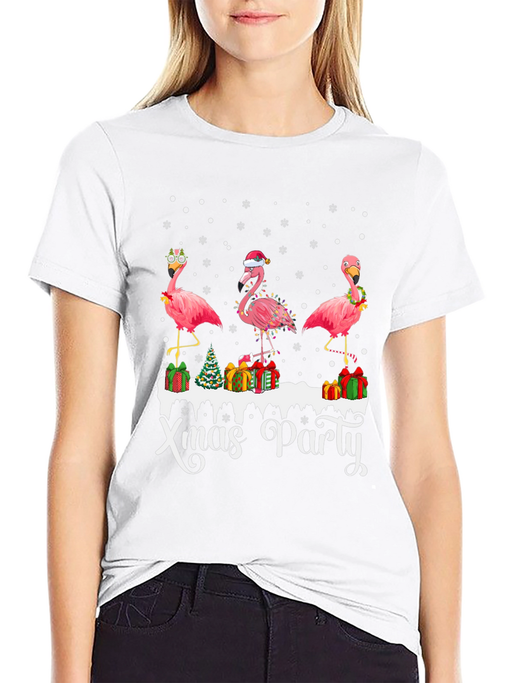 Festive Flamingo Xmas Party T-Shirt