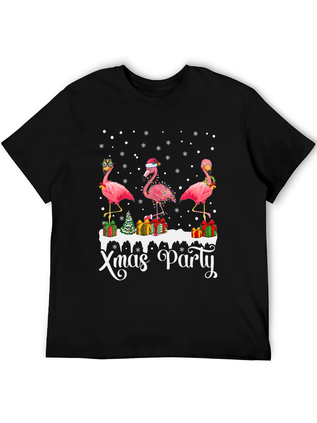 Festive Flamingo Xmas Party T-Shirt