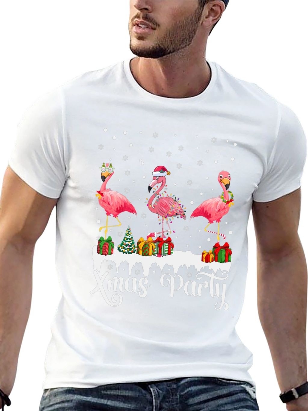 Festive Flamingo Xmas Party T-Shirt