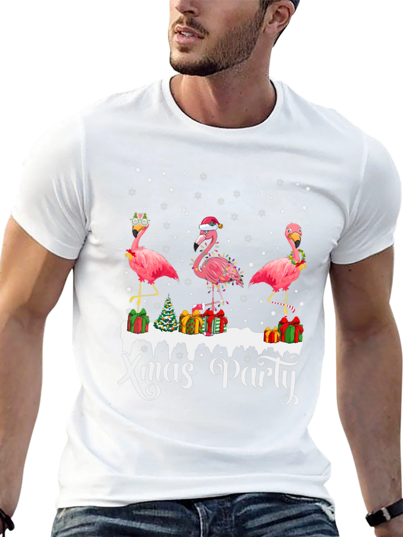 Festive Flamingo Xmas Party T-Shirt