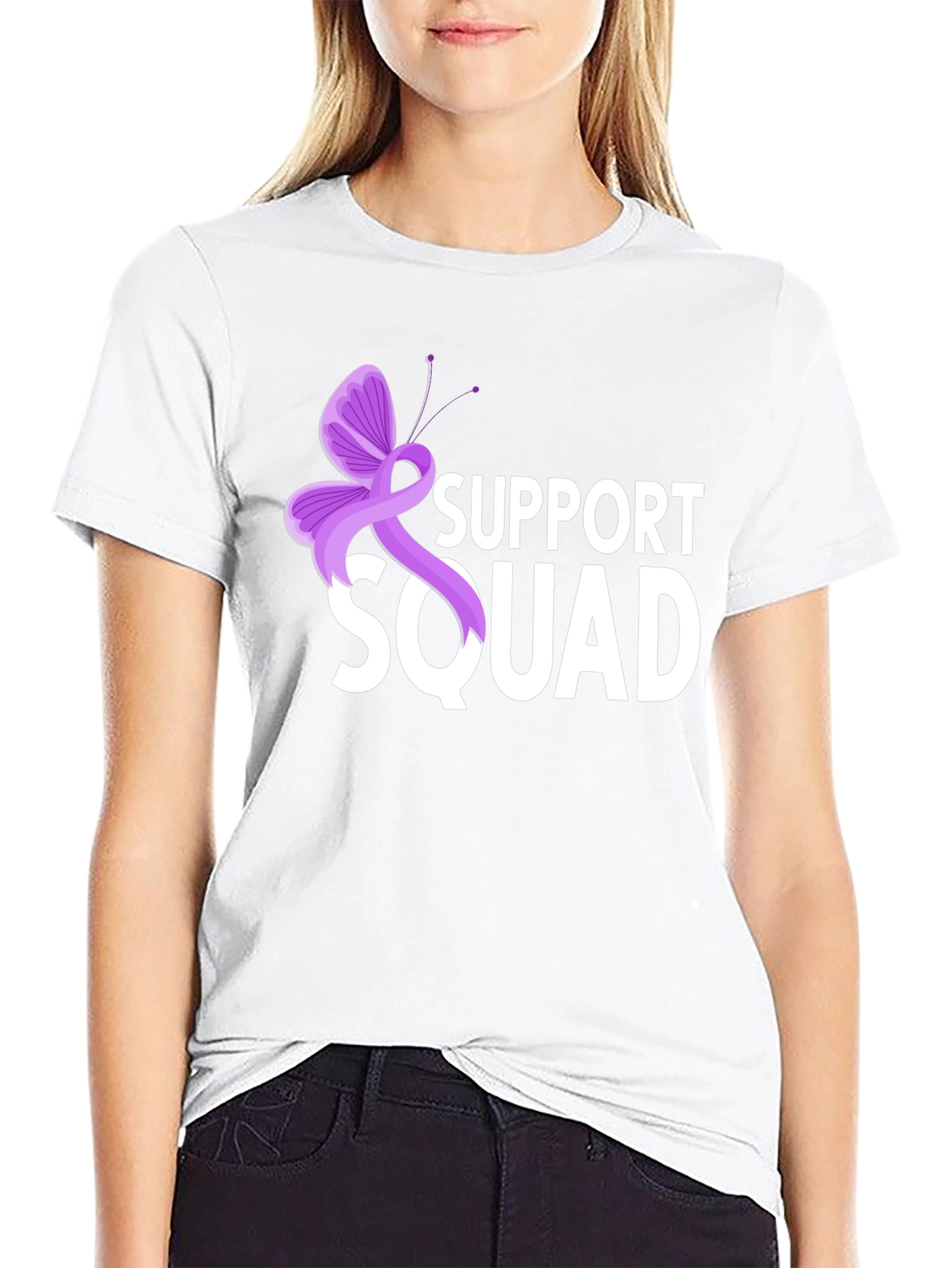 Support Squad T-Shirt - Purple Ribbon Butterfly