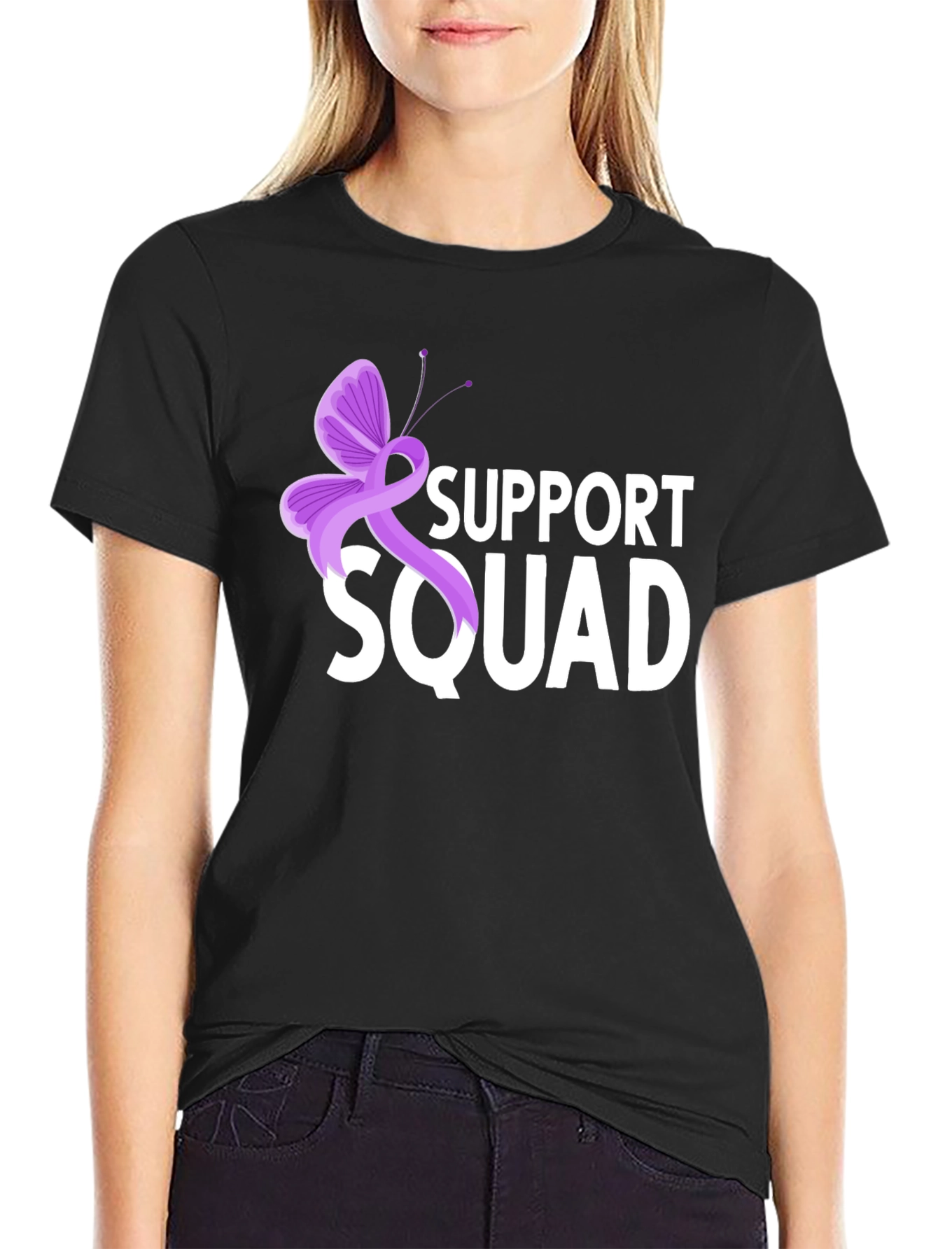 Support Squad T-Shirt - Purple Ribbon Butterfly