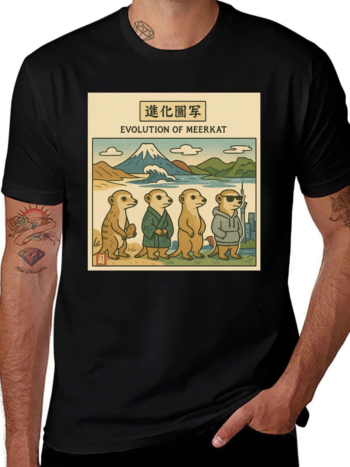 Evolution of Meerkat Graphic T-Shirt
