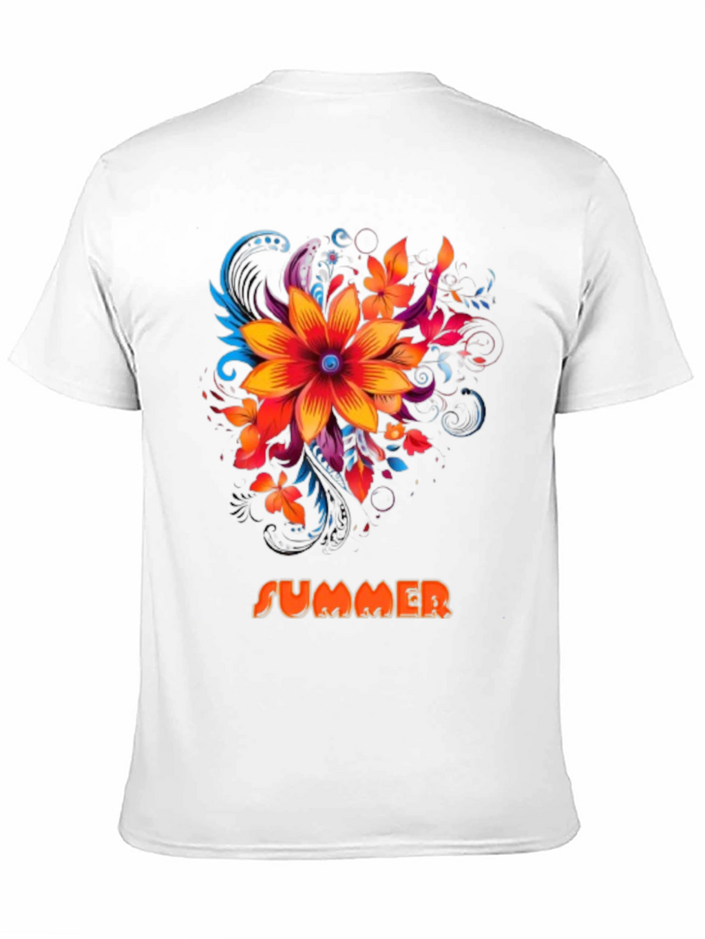 Summer Floral Graphic Print Mens Black T-Shirt