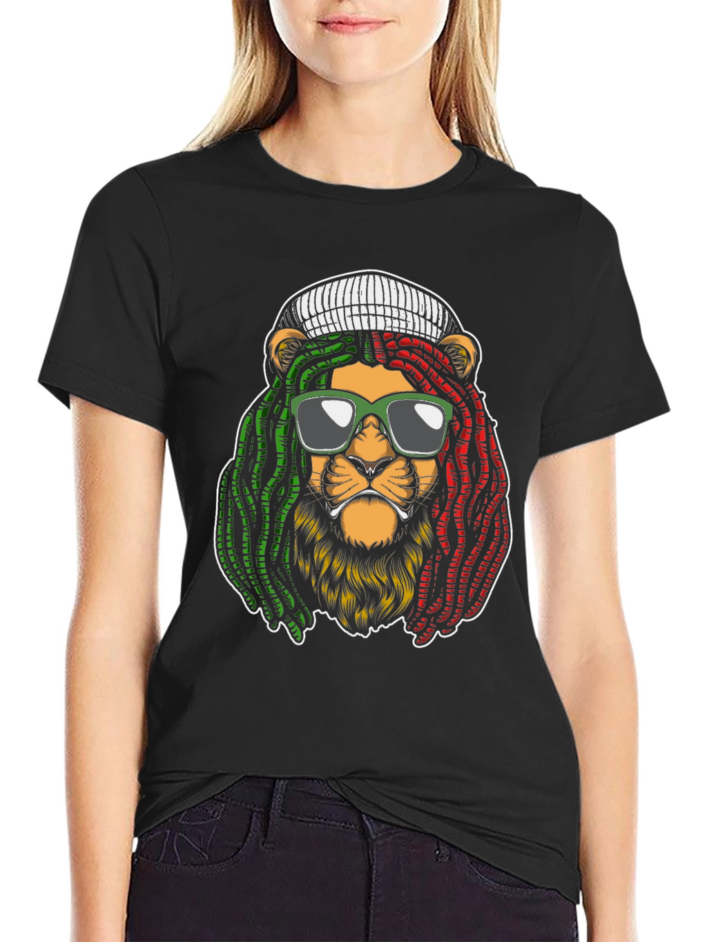 Rasta Lion Graphic T-Shirt - Cool Reggae Vibe!