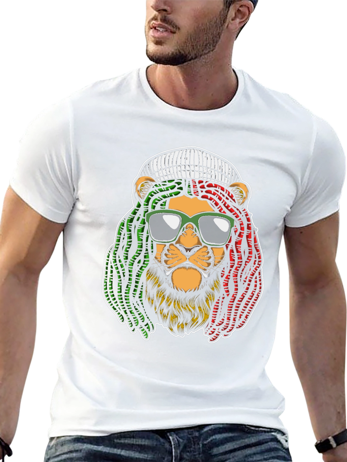 Rasta Lion Graphic T-Shirt - Cool Reggae Vibe!