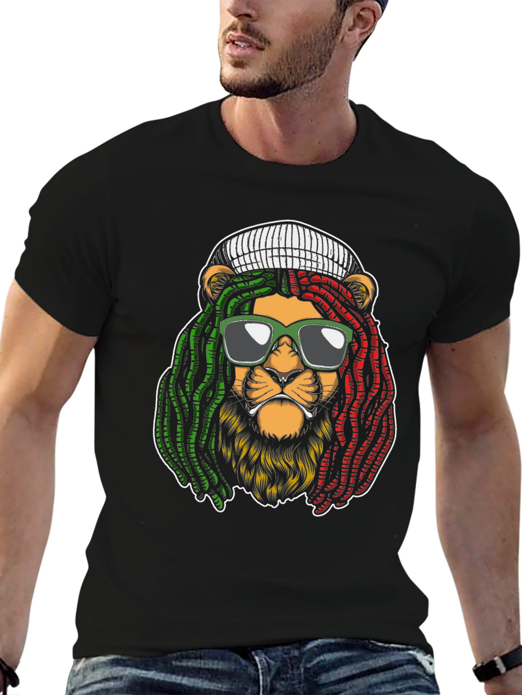 Rasta Lion Graphic T-Shirt - Cool Reggae Vibe!