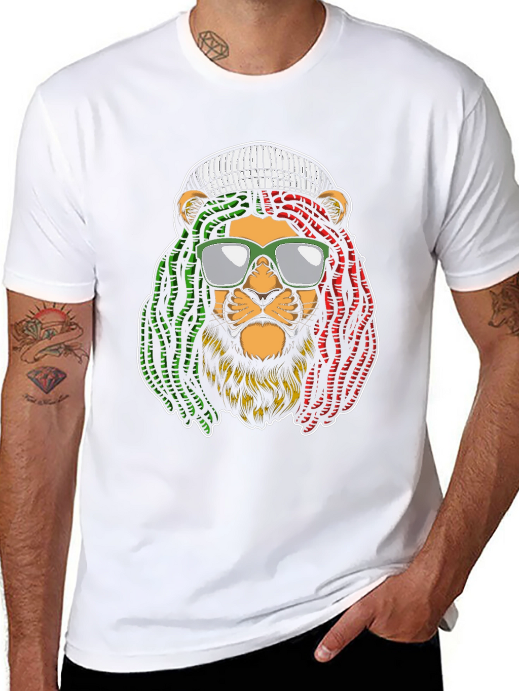 Rasta Lion Graphic T-Shirt - Cool Reggae Vibe!