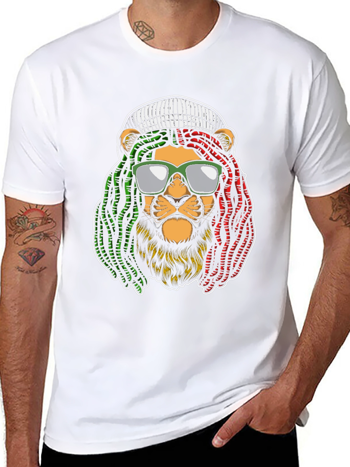 Rasta Lion Graphic T-Shirt - Cool Reggae Vibe!