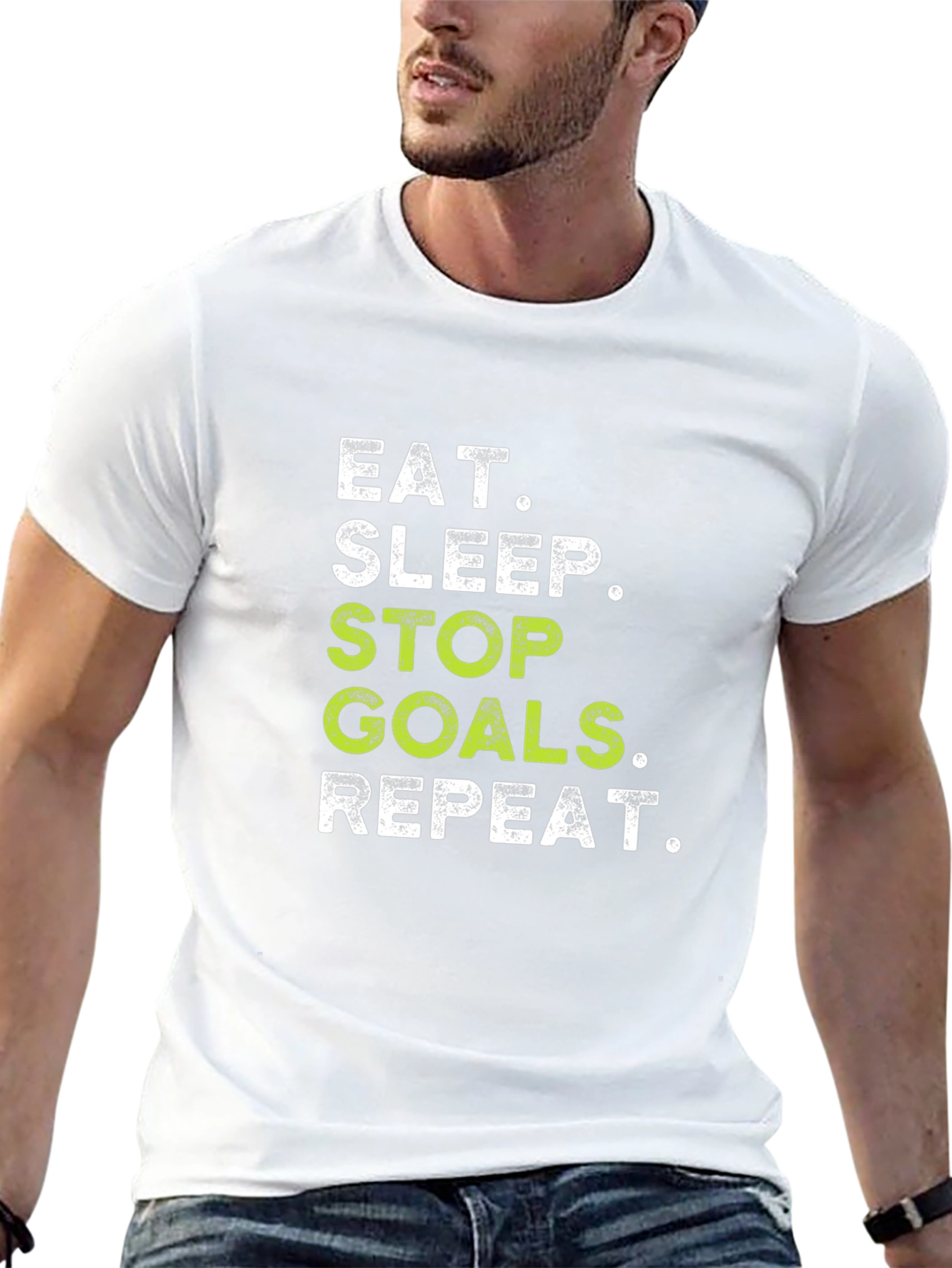 Eat Sleep Stop Goals Repeat - Black T-Shirt