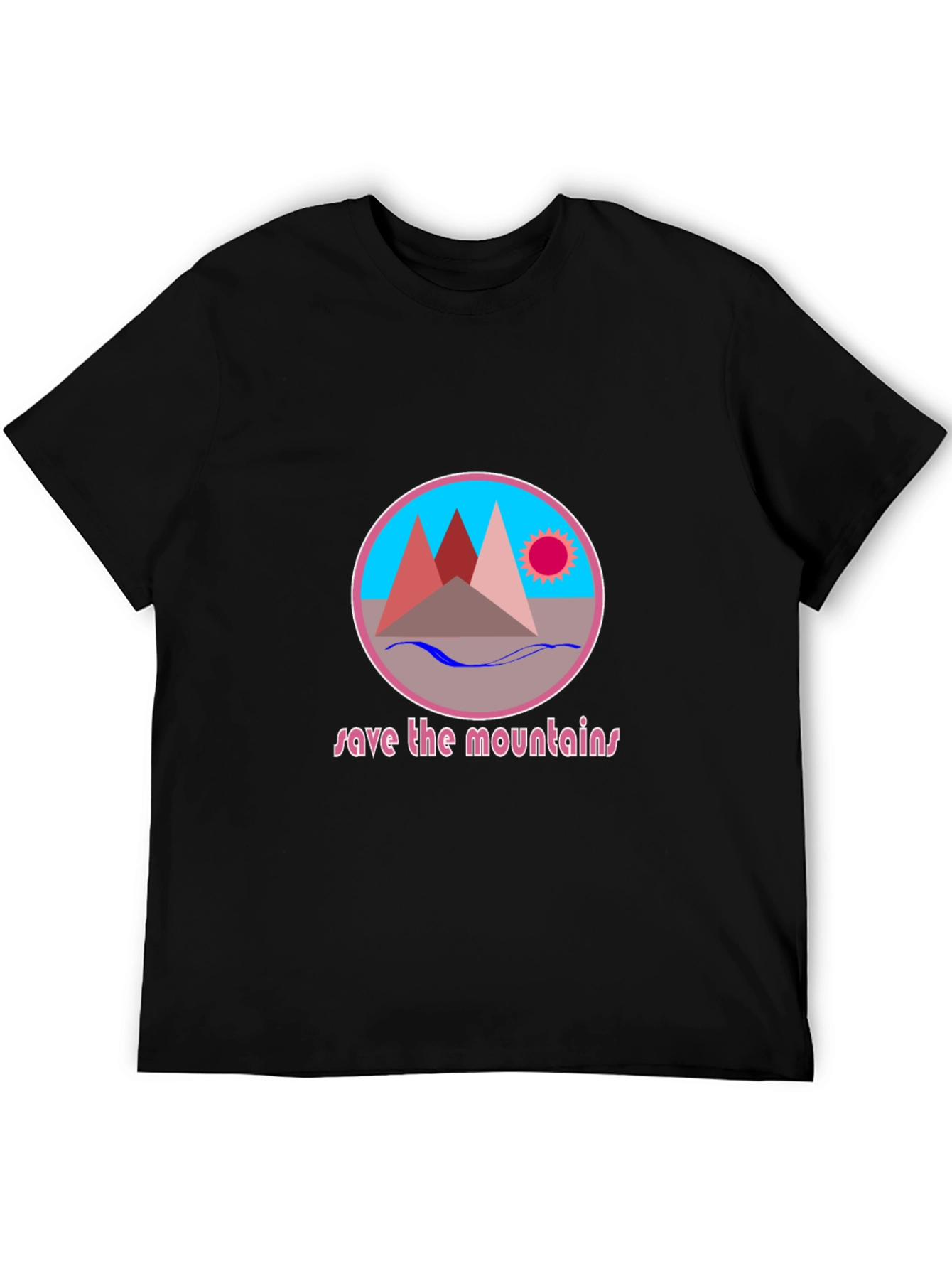 Save the Mountains Graphic Tee - Black Cotton T-Shirt