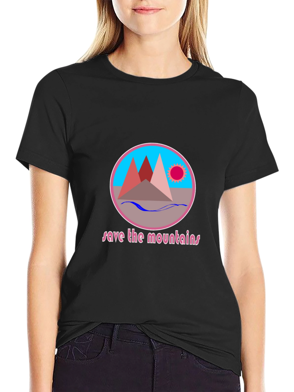 Save the Mountains Graphic Tee - Black Cotton T-Shirt