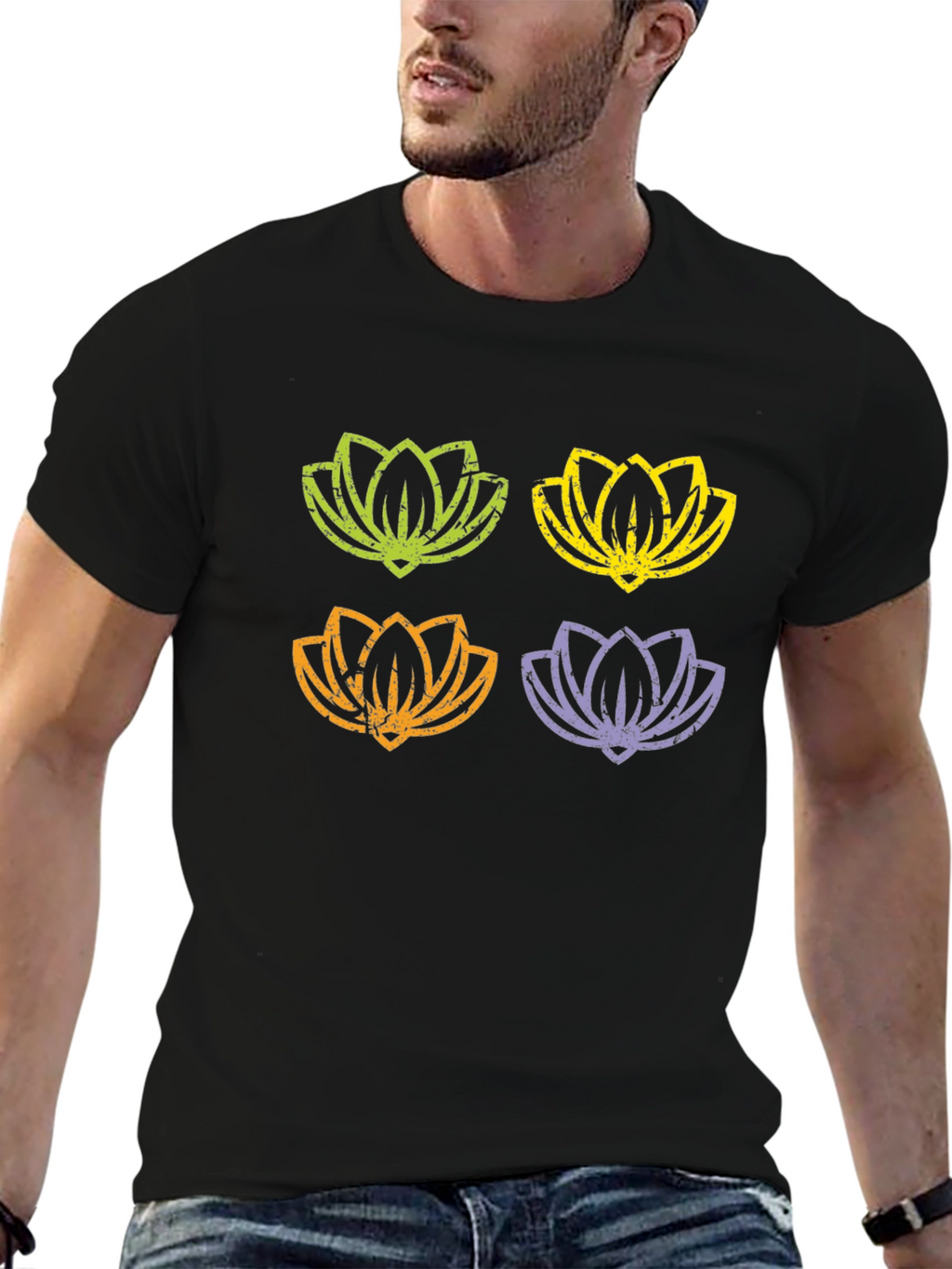 Lotus Flower T-Shirt - Black Graphic Tee