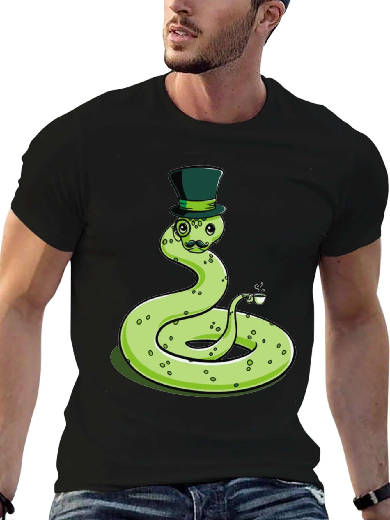 Dapper Snake Tee - Gentleman Reptile Top Hat Monocle