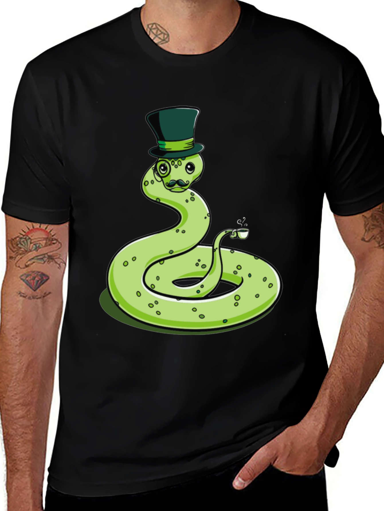 Dapper Snake Tee - Gentleman Reptile Top Hat Monocle