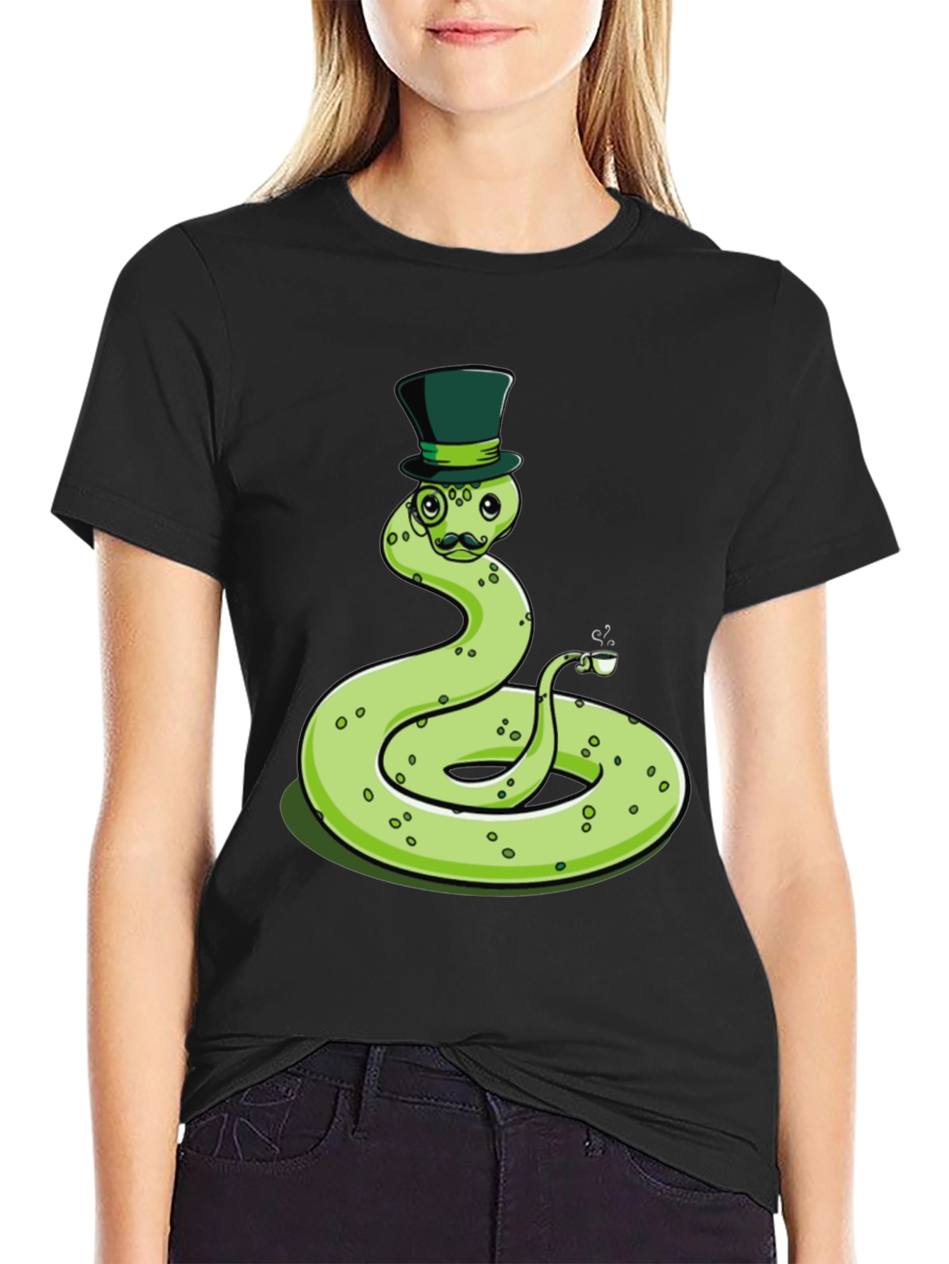 Dapper Snake Tee - Gentleman Reptile Top Hat Monocle