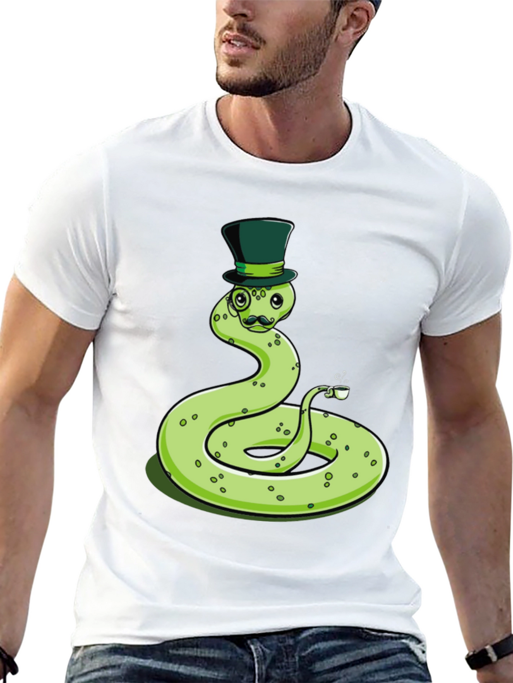 Dapper Snake Tee - Gentleman Reptile Top Hat Monocle