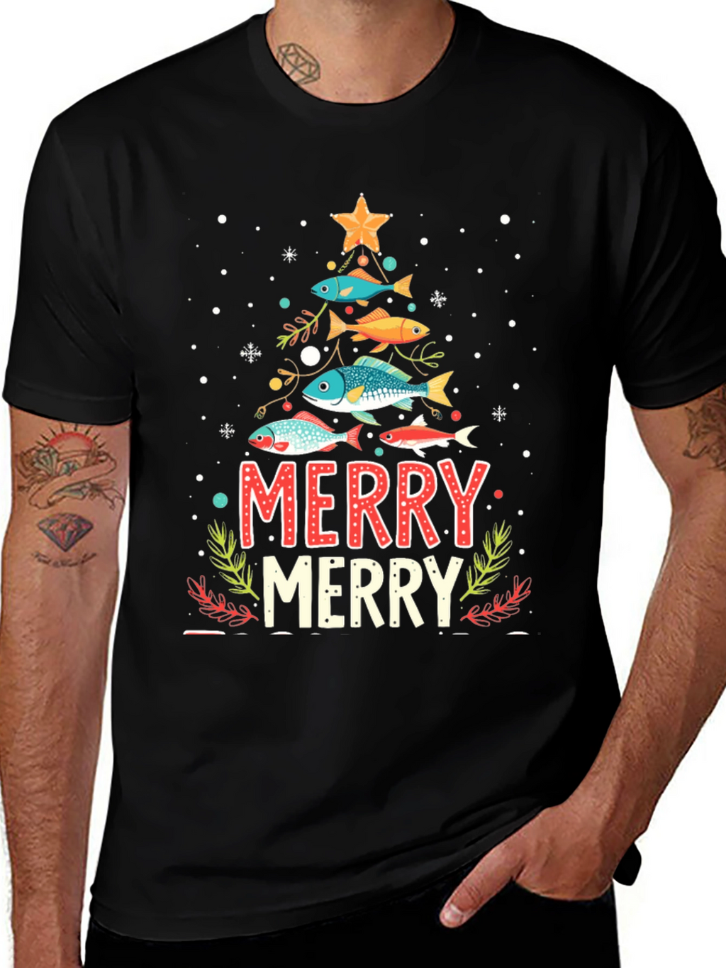 Merry Christmas Fish Tree Holiday T-Shirt