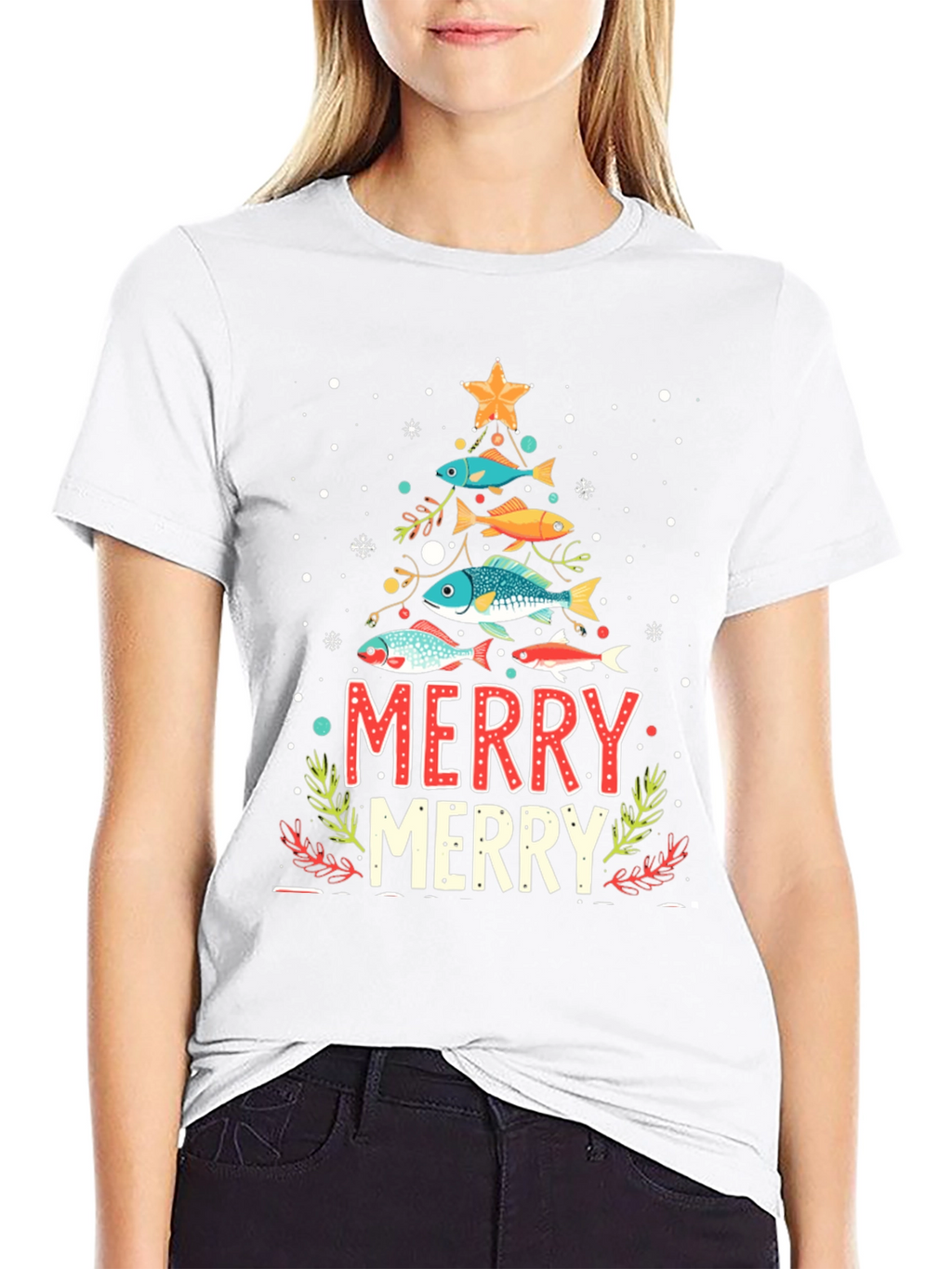 Merry Christmas Fish Tree Holiday T-Shirt
