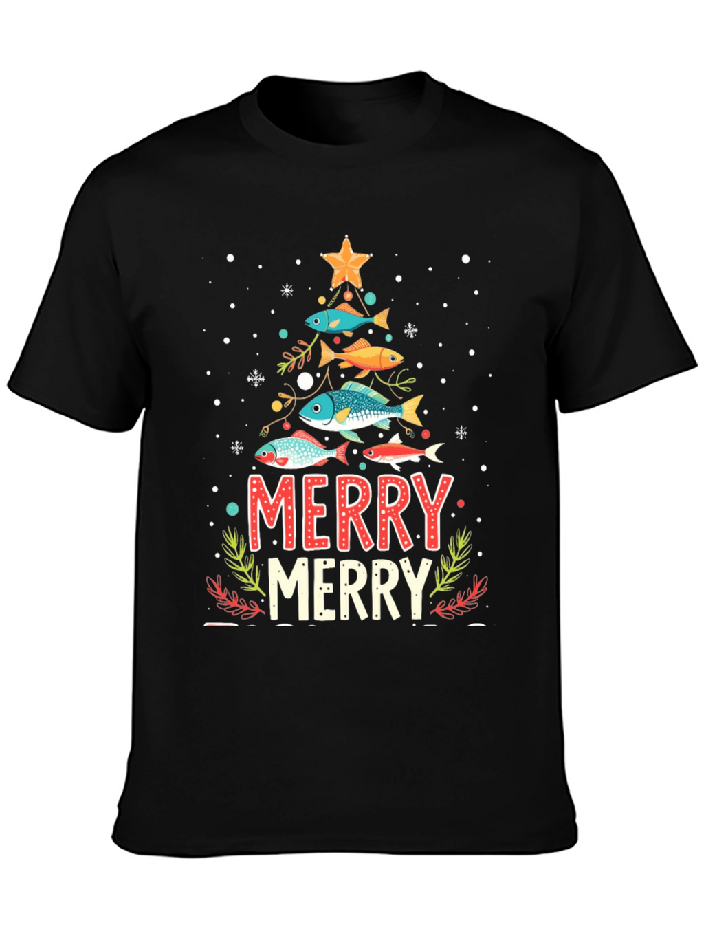 Merry Christmas Fish Tree Holiday T-Shirt