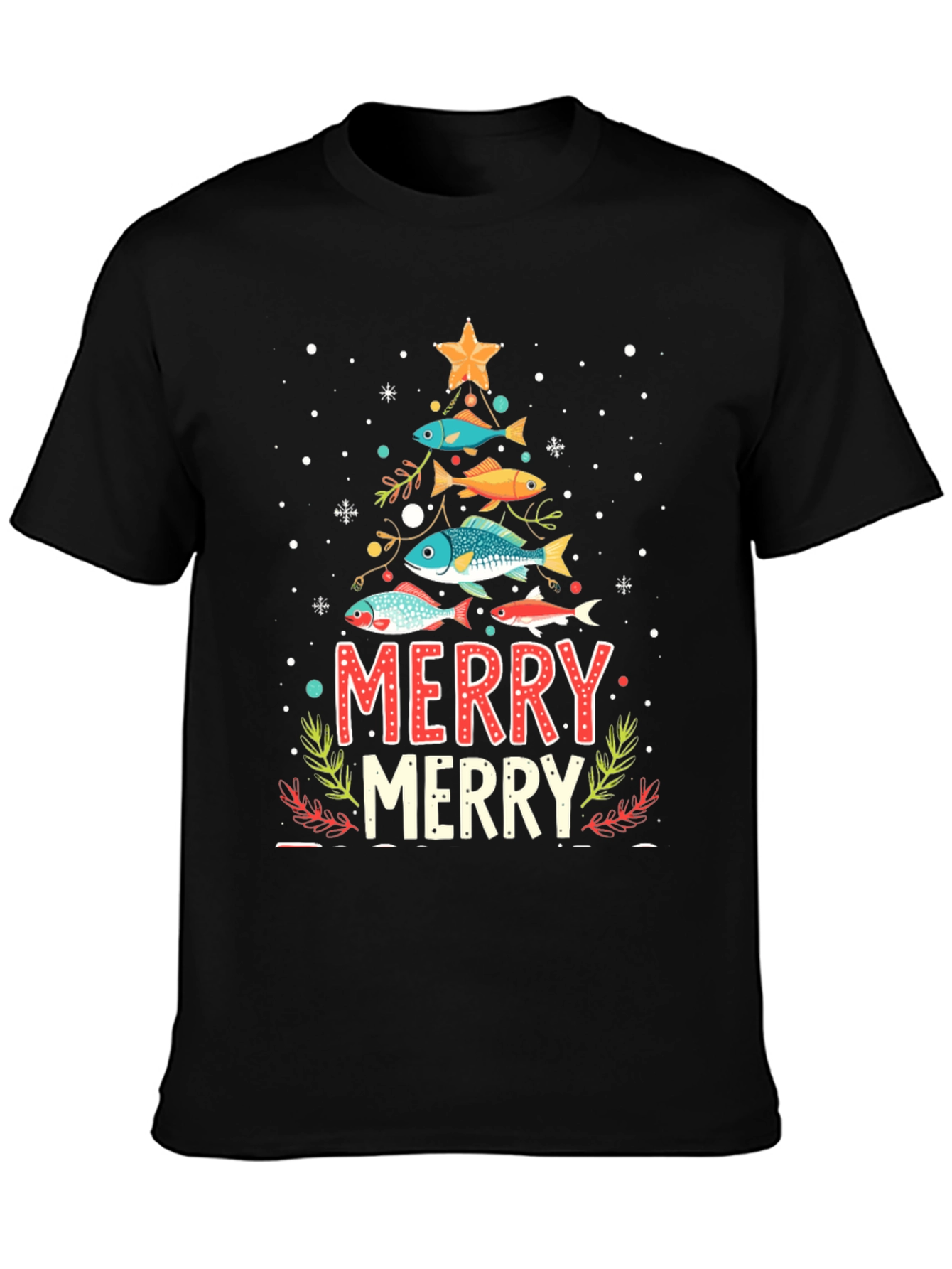 Merry Christmas Fish Tree Holiday T-Shirt