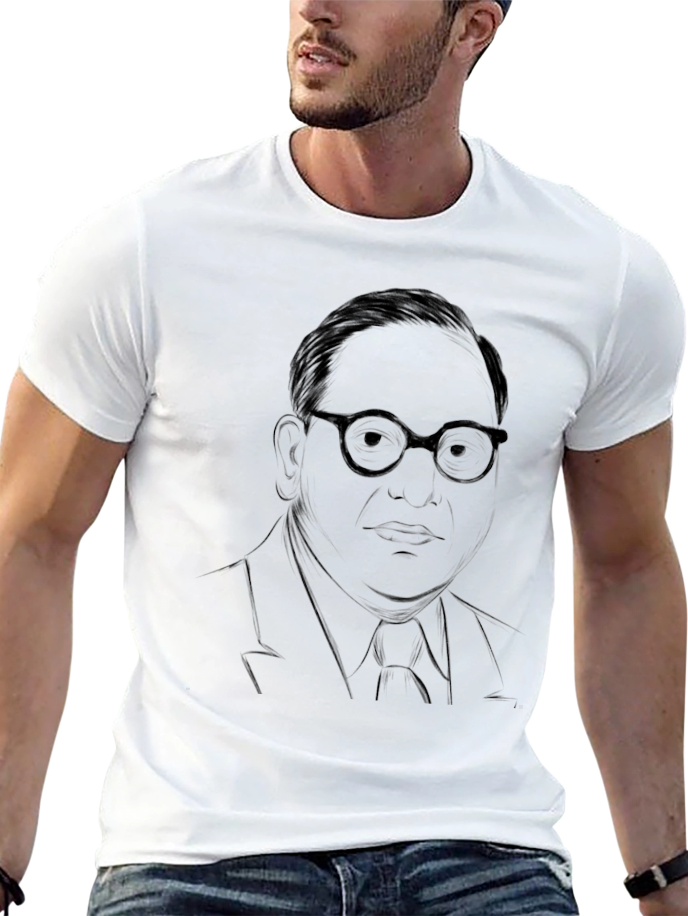 Mens Black T-Shirt with Portrait Graphic