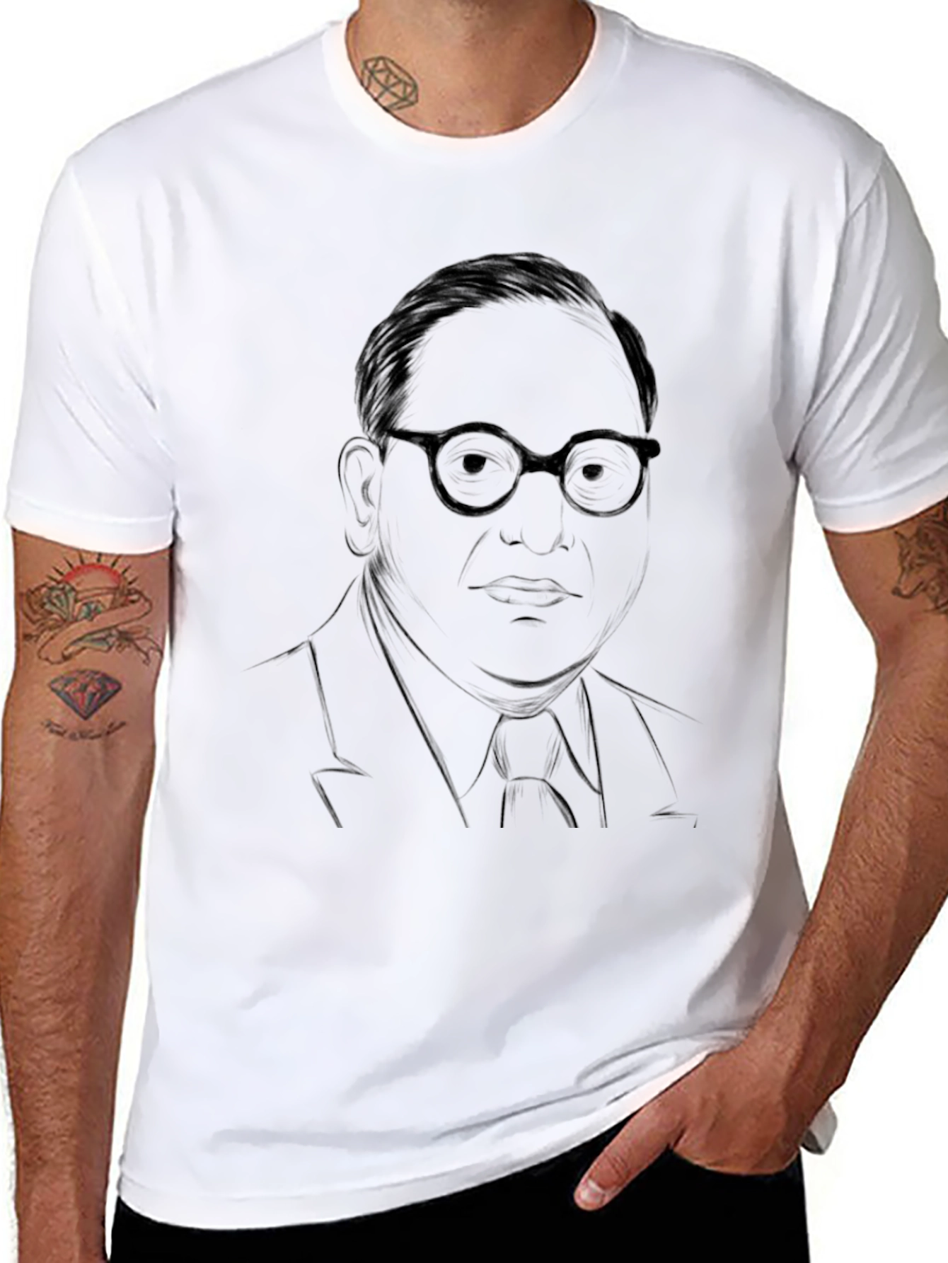 Mens Black T-Shirt with Portrait Graphic