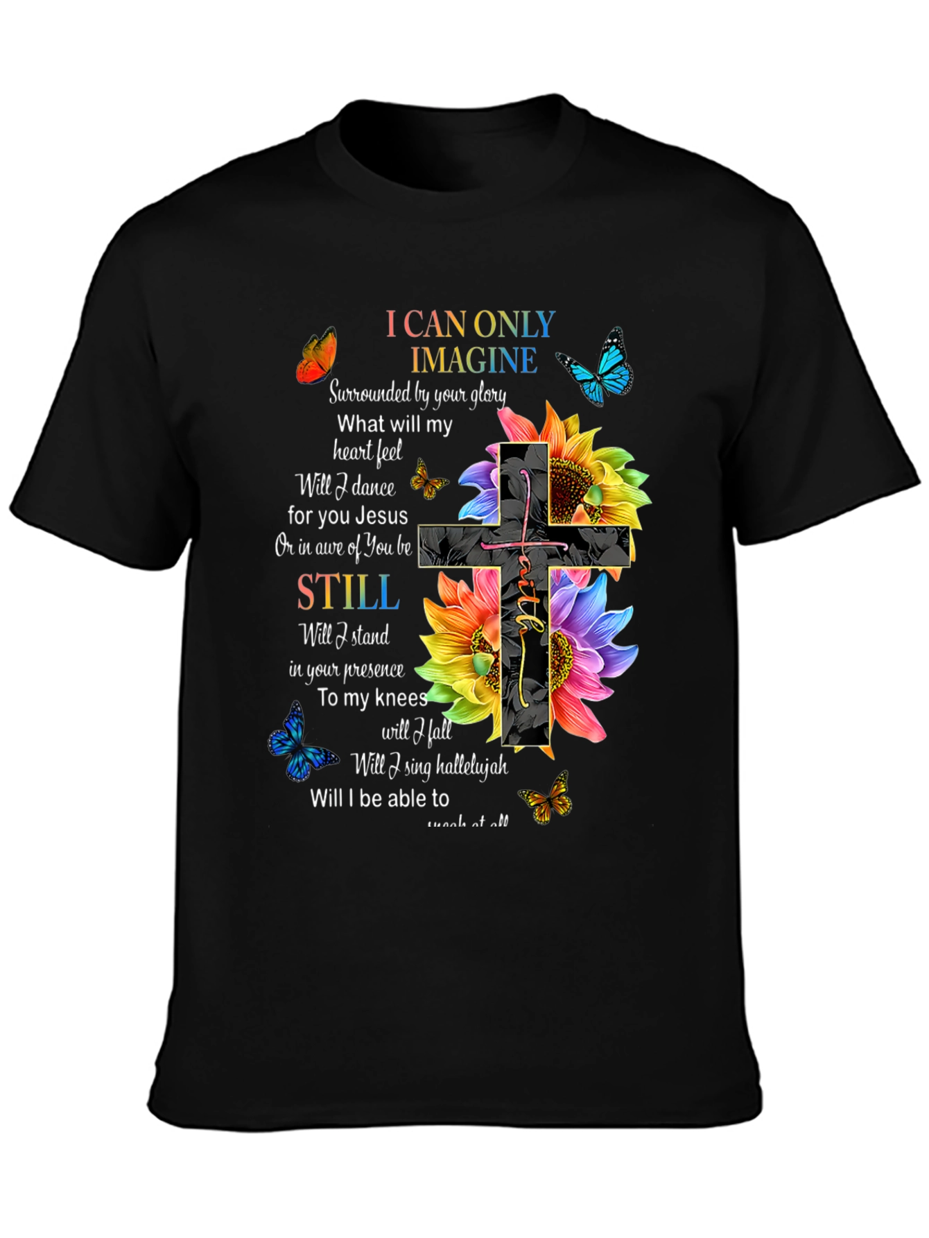 I Can Only Imagine Christian T-Shirt with Floral Cross