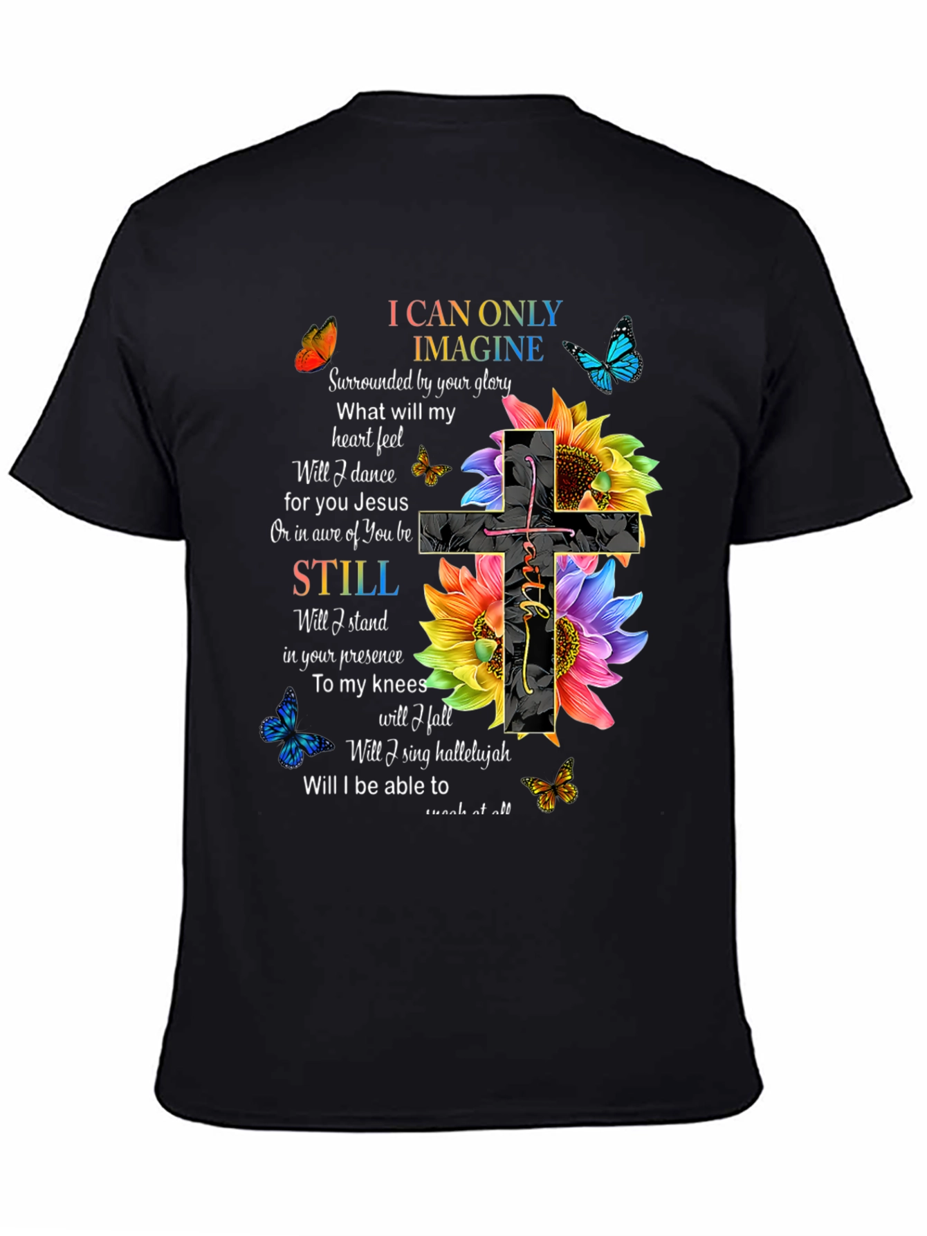 I Can Only Imagine Christian T-Shirt with Floral Cross