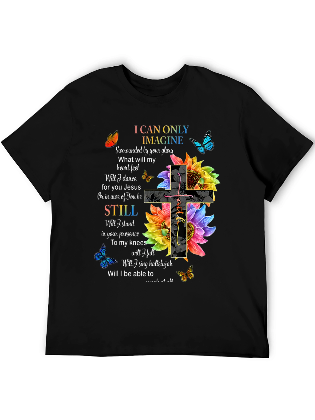 I Can Only Imagine Christian T-Shirt with Floral Cross