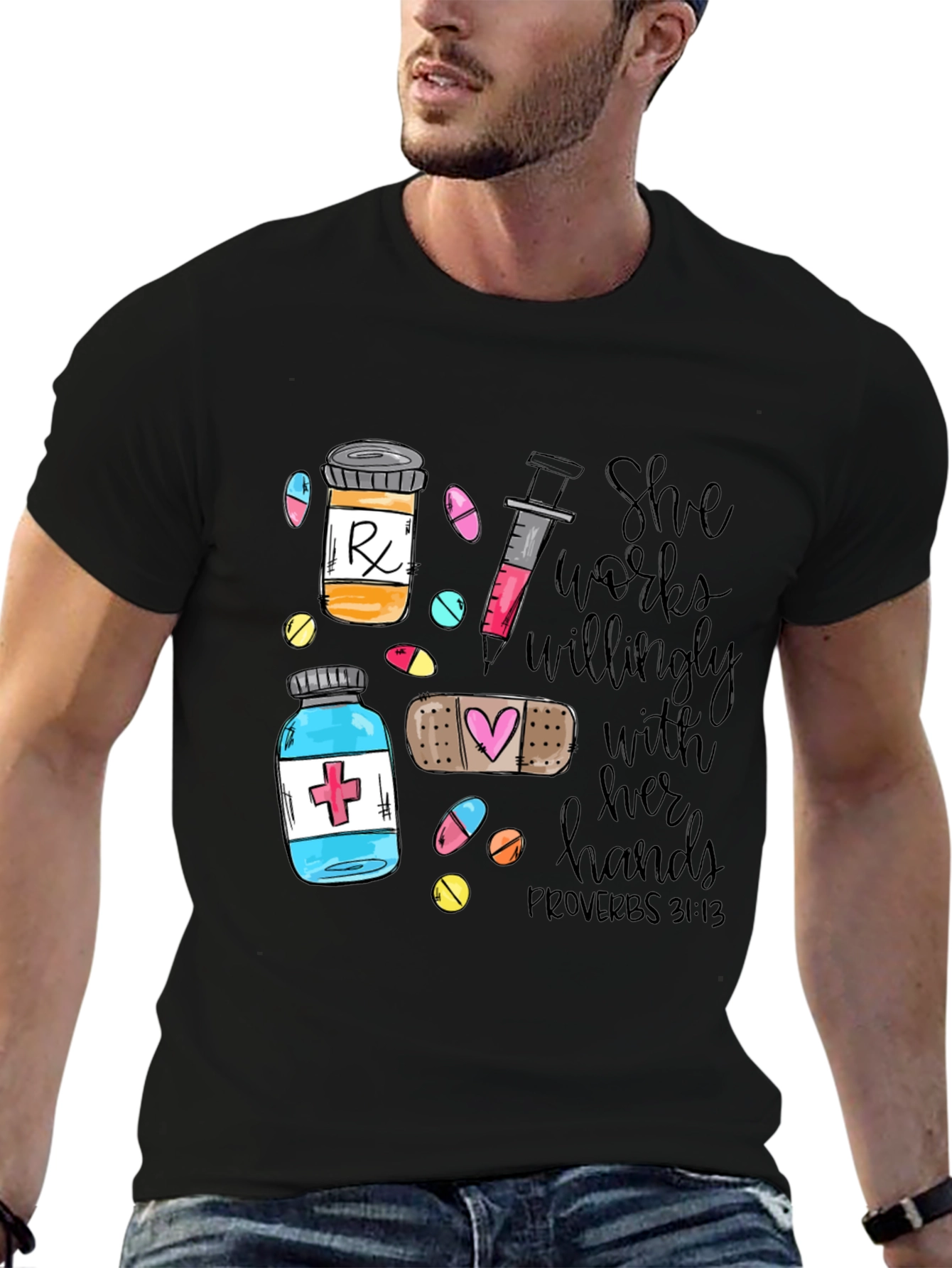 Nurse Proverbs Graphic Tee - She Works Willingly
