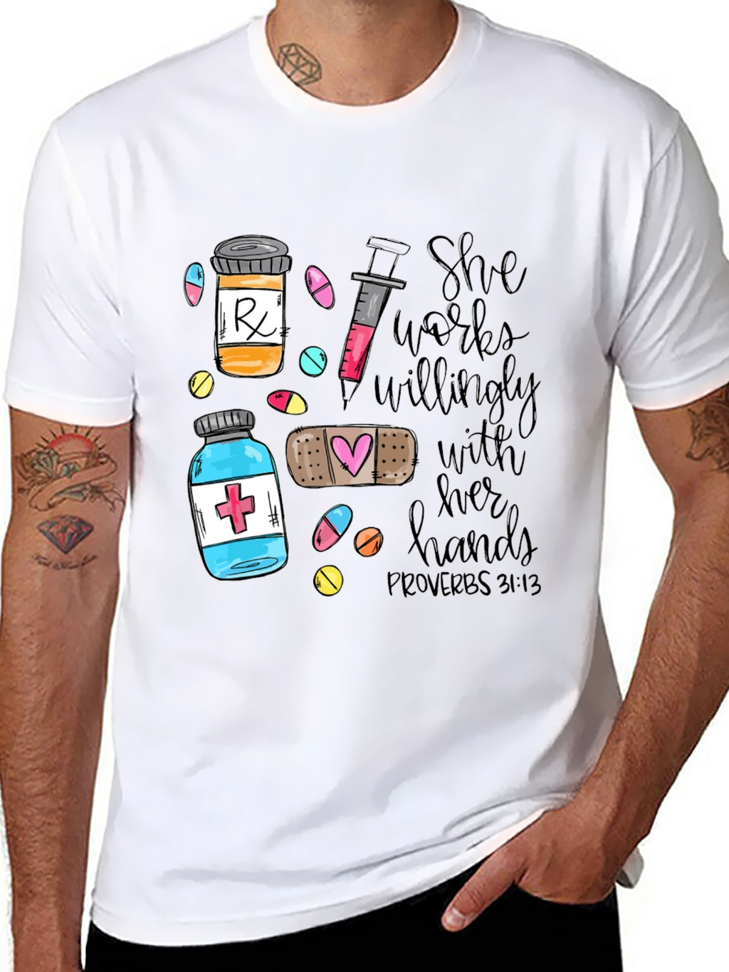 Nurse Proverbs Graphic Tee - She Works Willingly