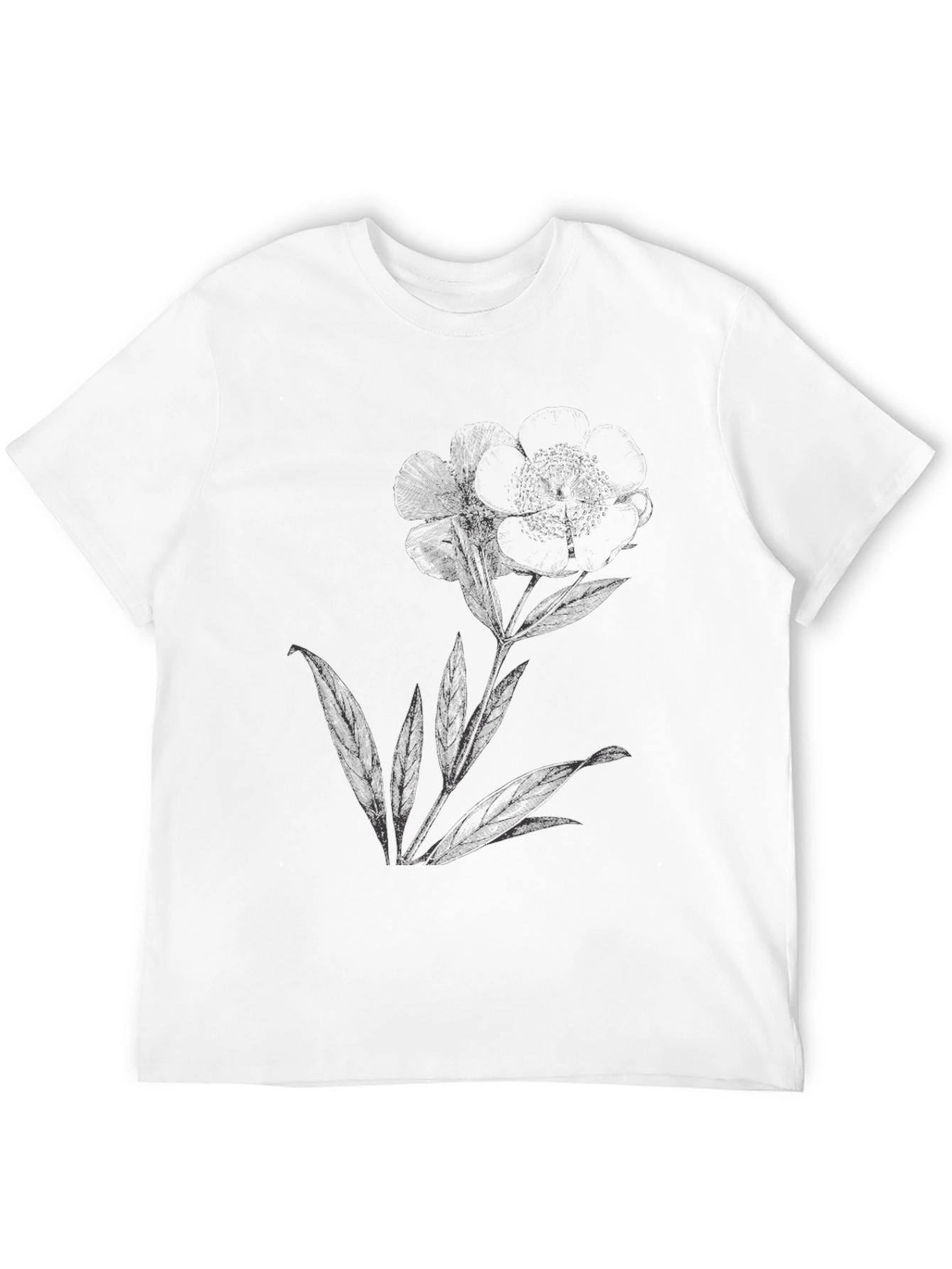 Botanical Print Black T-Shirt