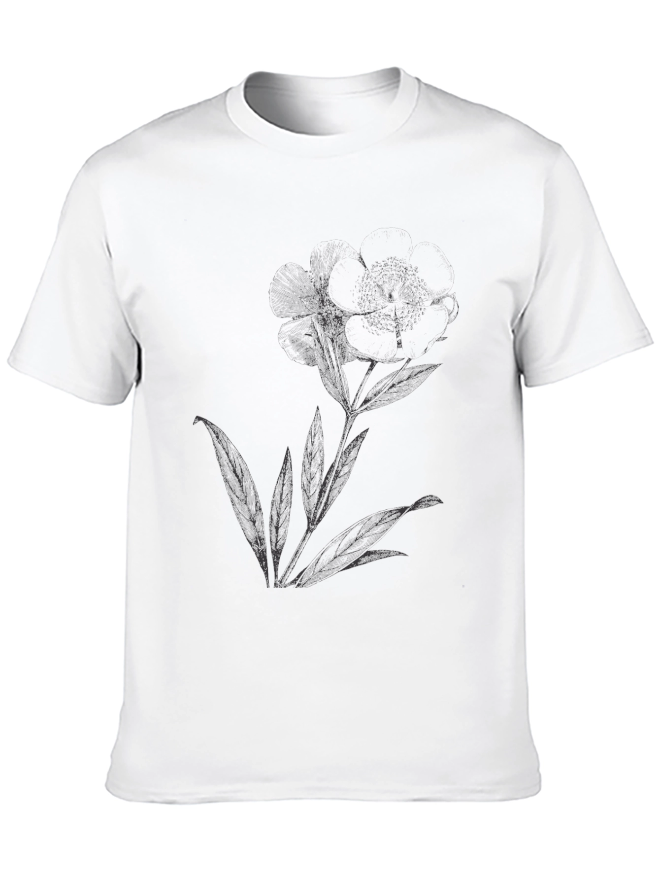 Botanical Print Black T-Shirt
