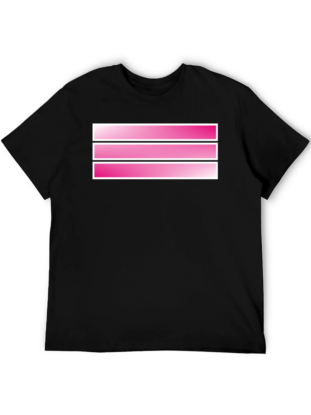 Striped Pink Graphic Tee - Mens Black T-Shirt