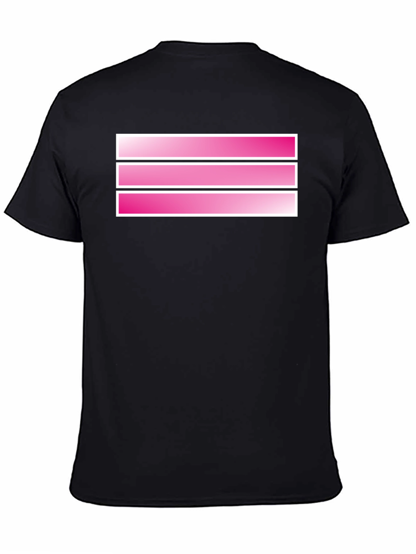 Striped Pink Graphic Tee - Mens Black T-Shirt