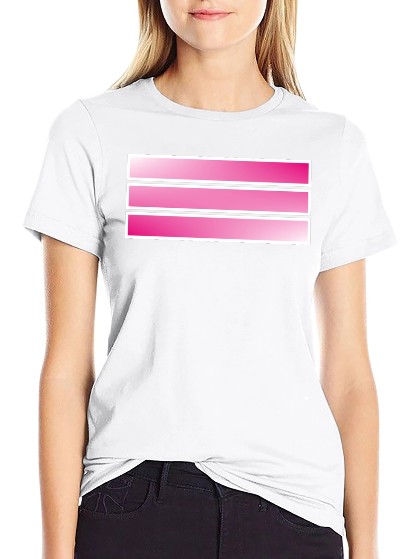 Striped Pink Graphic Tee - Mens Black T-Shirt
