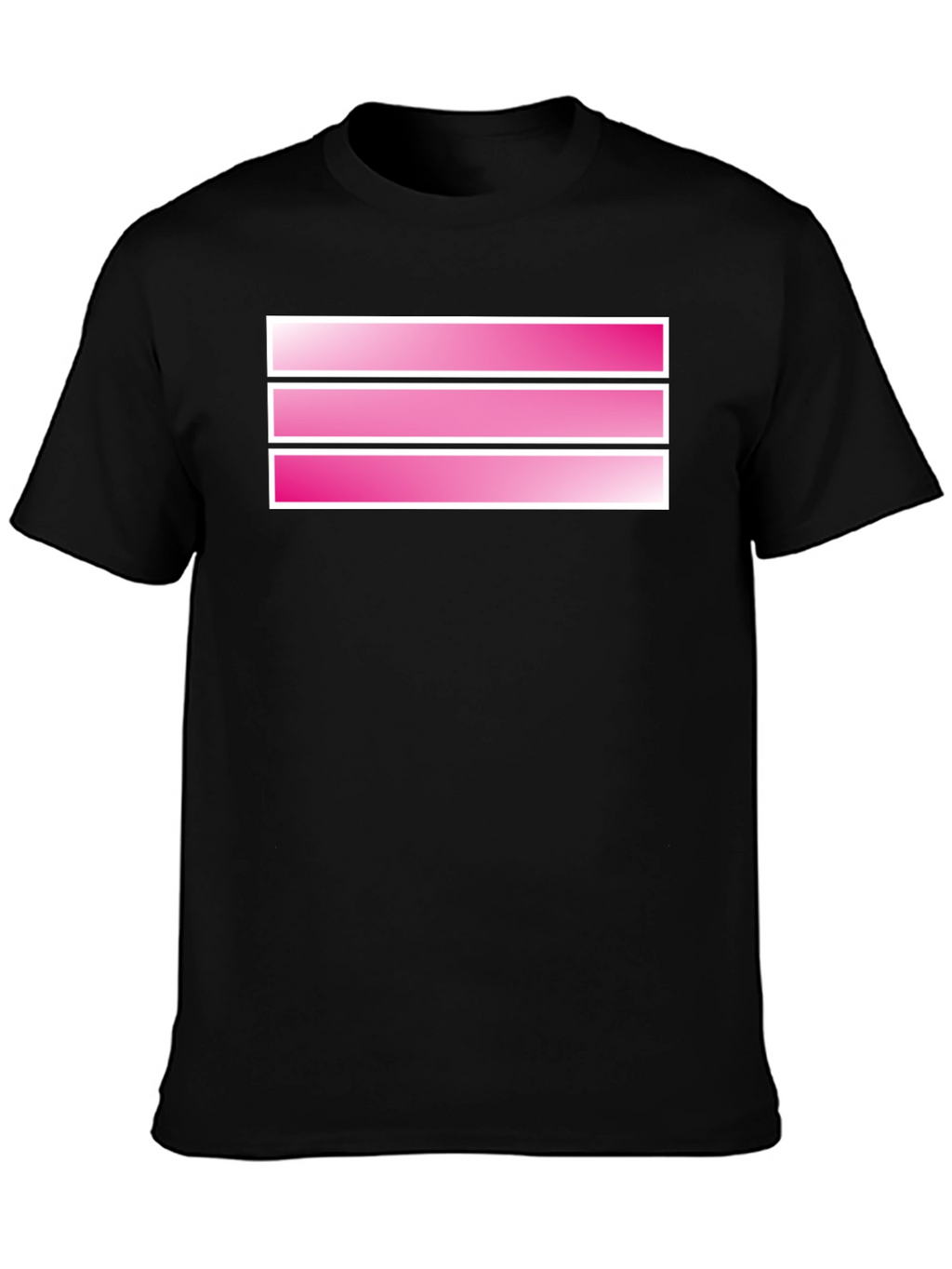 Striped Pink Graphic Tee - Mens Black T-Shirt