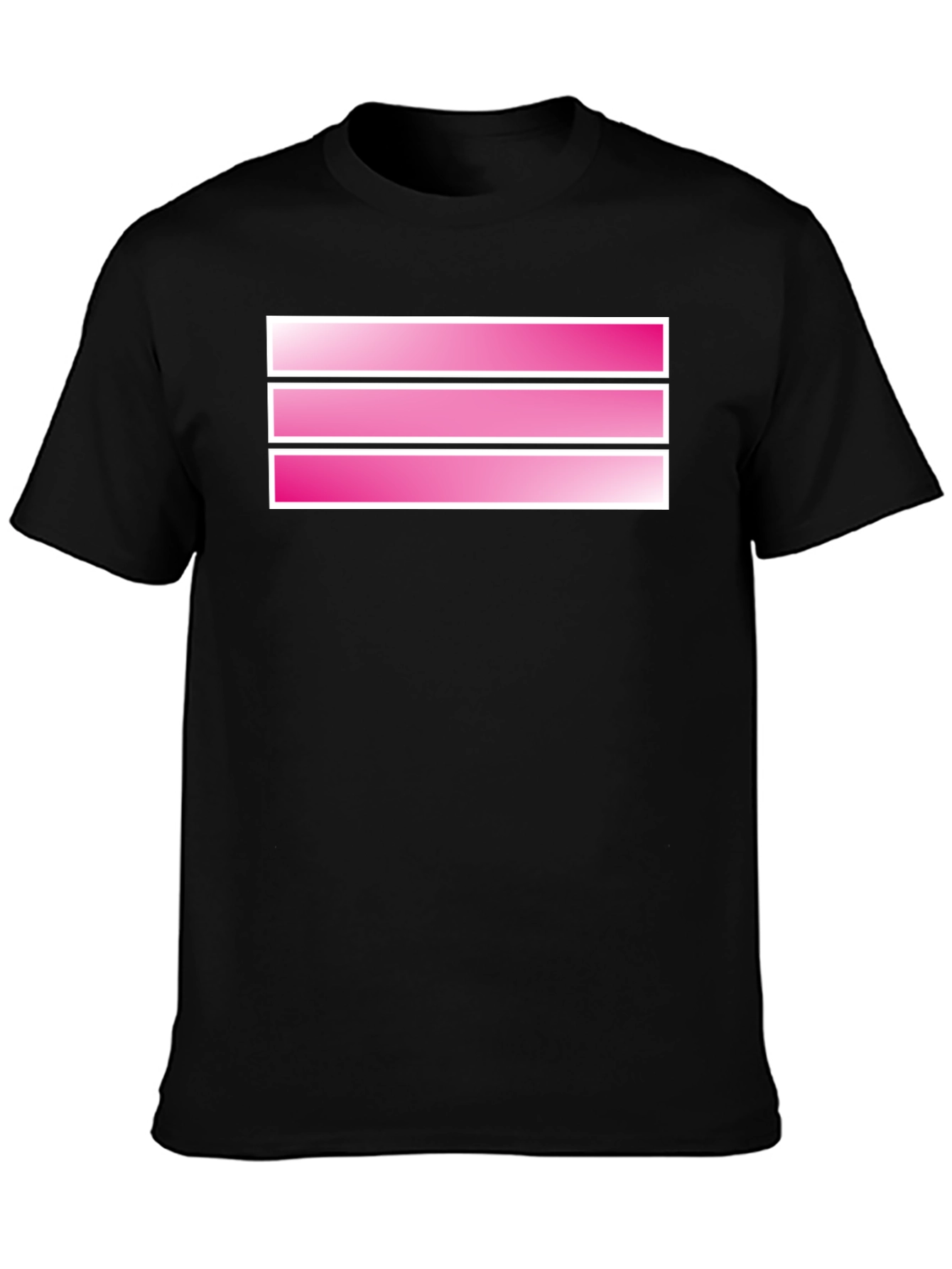 Striped Pink Graphic Tee - Mens Black T-Shirt